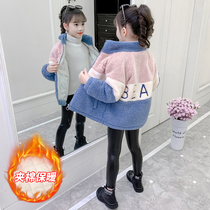 Girl Autumn Winter Clothing Coat 2021 New Lamb Hair Girl Fur Sweater CUHK Child Thickened Ocean Korean Version