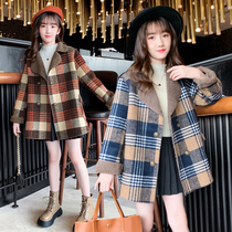 Girls fur coats autumn and winter clothing 2021 new CUHK childrens children foreign air girl garnter plaid what about the big clothes