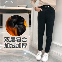 Girl Jeans Autumn Winter 2021 New Korean Version Children Magic Pants Winter Plus Suede External Wearing Pants Tide