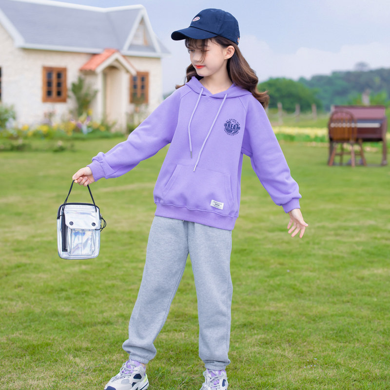 Girls Spring Wear Net Red Sports Suit New Big Kids Kids Clothes Foreign Pie Fashion Spring and Autumn Casual Two-Piece