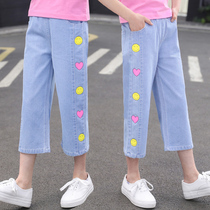 Girls summer thin section Broken Cave Seven Pants 2022 Summer Money Outside Wearing CUHK Girl Girl Denim Shorts Children Pants