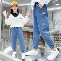 Childrens Clothing Girl Spring Dress 2022 New Jeans Girl Pants Children Spring Autumn Casual Pants Wear Foreign Air Spring