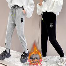 Girl Plus Suede Pants Autumn Winter Outwear Sweatpants CUHK Boy 2021 New Foreign Air Children Integrated Suede Pants