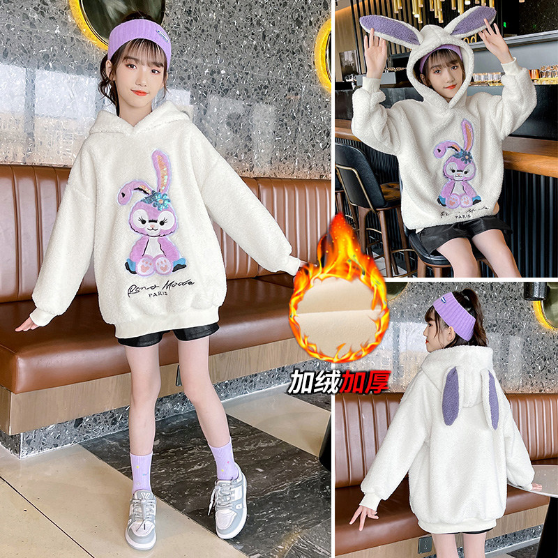 Girl Sweater Sweater 2021 Autumn Winter New CUHK Youngyo Pie Plus Suede Thickened Sheep Lamb Girl Weaters Coat