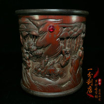 Natural old bamboo bamboo forest Qixian pen holder study four treasures original bamboo brush holder bamboo environmental protection antique storage collection