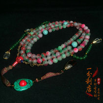 Antique Qing Dynasty old jade colorful round beads old dynasty beads turquoise crystal necklace Buddha beads rosary beads play collection neck ornaments