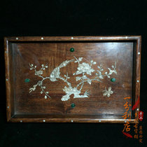 Antique folk old objects solid wood tea tray tea tray old rosewood tea tray fruit tray inlaid snail shell storage box