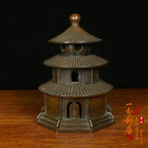 Antique pure copper pagoda incense burner ornaments Temple of Heaven incense burner old copper art tea ceremony purification incense burner home decoration furnishings