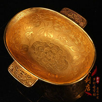 Nepal handmade copper gilt fruit plate Tianzhu storage Buddha equipment pinching silk golden calf Ware Collection ornaments