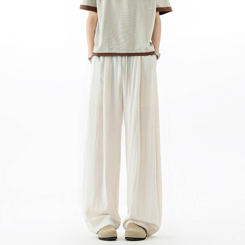 Lyocell Tencel Drapey Linen Straight-Leg Casual Pants for Men and Women, Lazy Style Wide-Leg Ice Silk Cotton Linen Yamamoto Pants