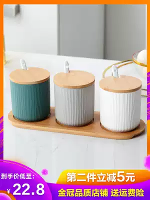 Ceramic seasoning box Nordic household seasoning jar bottle salt sugar taste Jar Kitchen supplies combination set seasoning jar