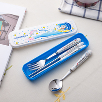 Ceramic Creative Home Fork Spoon Chopsticks Cutlery Students Portable Suit 304 Stainless Steel Fork Spoon 3 pieces