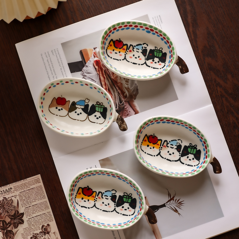 Jingdezhen Ceramic Plates, Special-Shaped Condiment Plates, Barbecue Dipping Sauce Plates, Side Dish Plates, Creative Cartoon High-Value Appetizer Plates