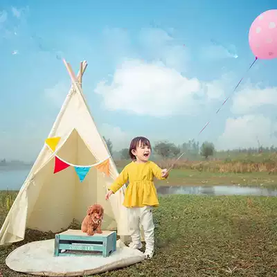 Children's photography props triangle white tent creative Indian Baby Game house exterior children's photo props