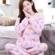 Đồ ngủ mùa đông nữ san hô nhung dày dài tay giản dị phục vụ nhà flannel mùa xuân và mùa thu kích thước lớn đồ ngủ phù hợp với những kiểu đồ bộ may đẹp