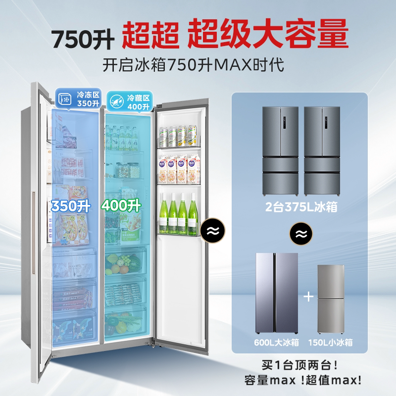 美的BCD-750WKPZM(E)冰箱图片