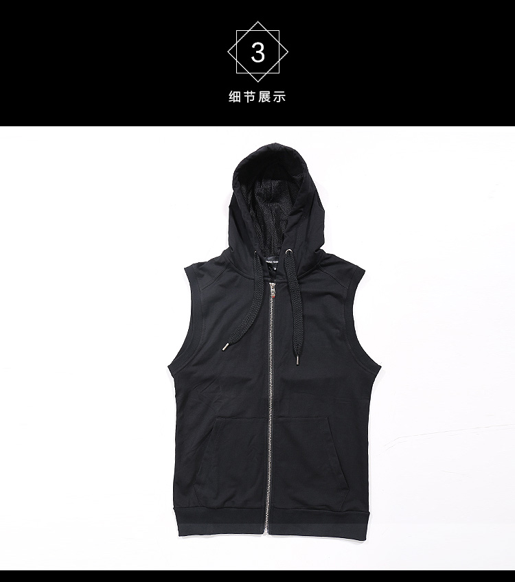 Mùa thu thể thao vest nam trùm đầu áo khoác không tay mồ hôi vest khóa kéo thể dục XL mỏng vest vest áo 3 lỗ nam