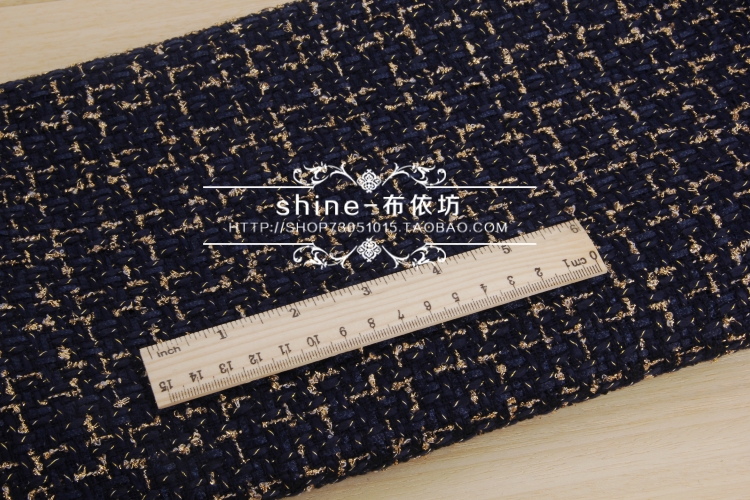 Đen màu xanh hải quân đan xen vàng hồng nhỏ gió thơm vải tweed thô vuông vải thiết kế trang phục hàng loạt lớn - Vải vải tự làm vải họa tiết đẹp