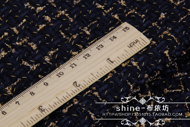 Đen màu xanh hải quân đan xen vàng hồng nhỏ gió thơm vải tweed thô vuông vải thiết kế trang phục hàng loạt lớn - Vải vải tự làm vải họa tiết đẹp
