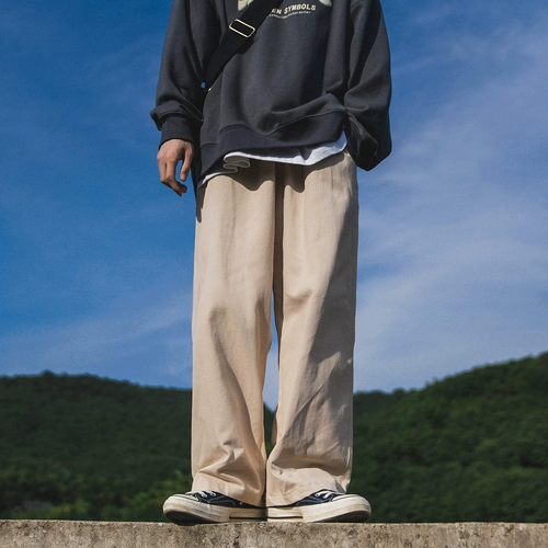 GOGOSOON Мужские повседневные брюки 2025, новые летние мужские прямые черные свободные длинные брюки Cleanfit