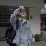 Джинсовая мужская весенняя японская синяя куртка для отдыха