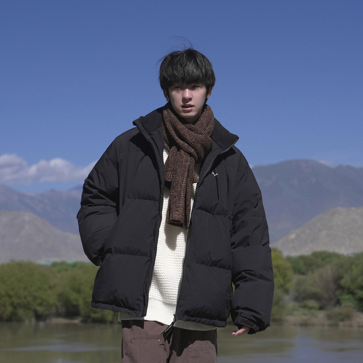 Водоотталкивающий пуховик GOGOSOON, новинка 2025 года, мужская зимняя куртка без капюшона с воротником-стойкой для сохранения тепла и холода, 90% белого утиного пуха