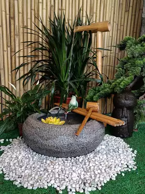 Japanese garden Stone bowl Running water bowl Stone sink Dry mountain Jinglu pool landscape outdoor stone basin decoration decoration