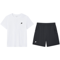 Xtep childrens clothing boys short-sleeved suit 2024 summer quick-drying childrens sportswear short T-shorts two-piece set