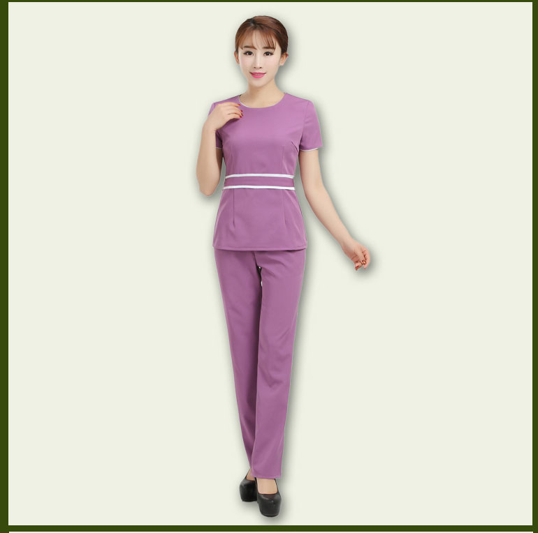 Làm đẹp workclothes mùa xuân và mùa hè quần áo bảo hộ lao động phù hợp với thẩm mỹ viện ngắn tay phụ nữ đồng phục bảo hộ lao động sửa chữa cơ thể đàn hồi