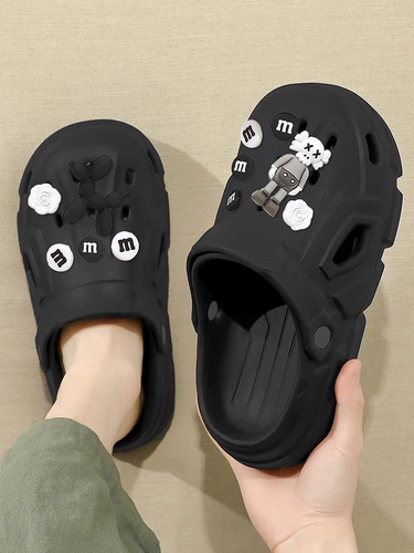 Мужские нескользящие тапочки в стиле Crocs на платформе, мультяшные пляжные мюли, женские тапочки, униформа медсестры, подходят для носки на улице, коллекция 2024 года, закрытый носок