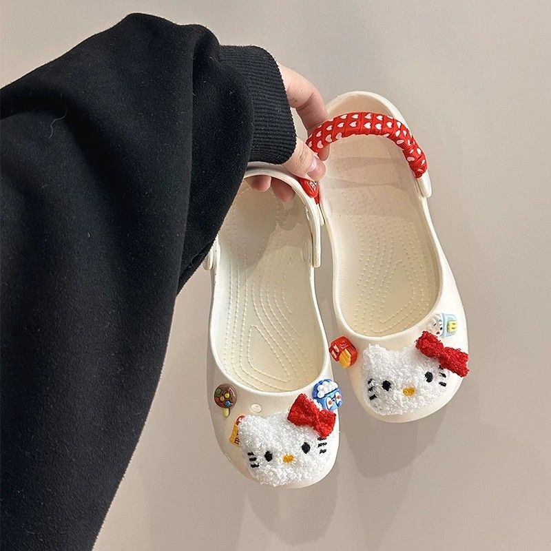 Cute Cartoon Kitten Clogs for Women, 2026 Summer New Fashion Versatile Non-Slip Student Slippers for Outdoor Wear