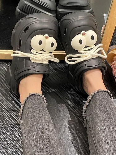 Женские тапочки в стиле Crocs на платформе, летняя нескользящая куртка, пляжный дезодорант, босоножки, мягкая подошва, увеличенная толщина, закрытый носок