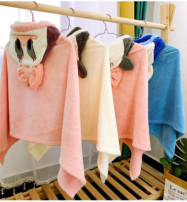 Autumn and winter new coral fleece children's bath towel cape hooded bath towel children hooded bath towel household 70*140
