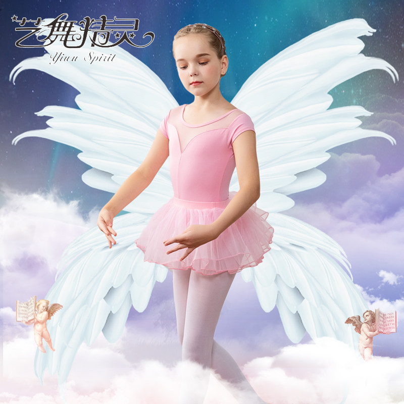 Dance suit Children's Two pieces of long sleeve cotton mesh ballet and two pieces of dress dance