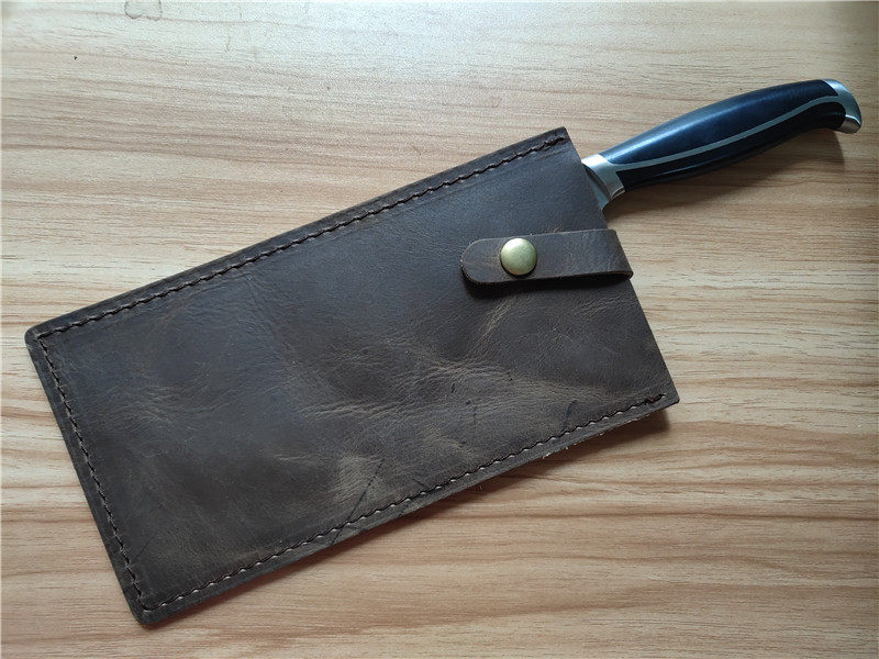 Chopper cowhide knife cover crazy horse skin knife shell bone cutting universal knife cover household kitchen knife cover leather scabbard