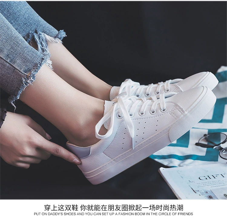 Giày trắng nữ People hoang dã 2019 xuân mới phiên bản giày da Hàn Quốc Giày thể thao nữ thoáng khí giày sandals nữ