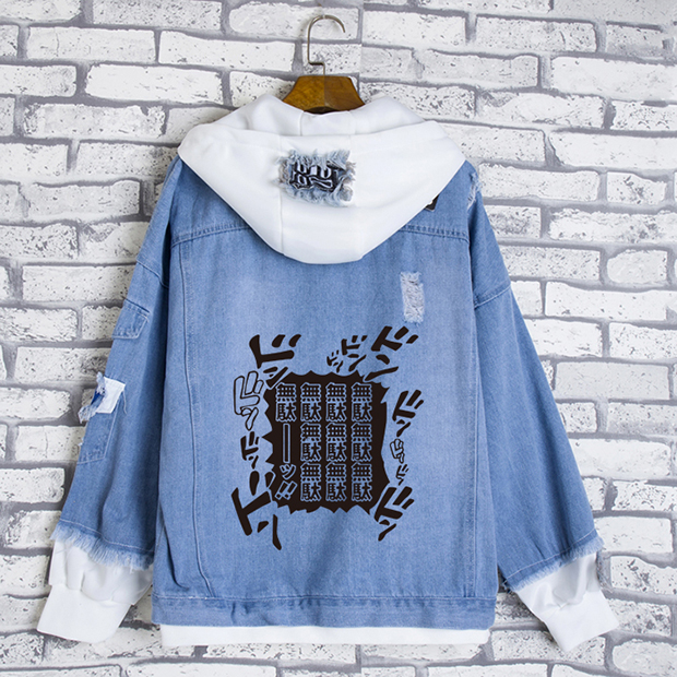 Cuộc phiêu lưu tuyệt vời của Man JoJo quanh chiếc áo khoác denim Jonathan Josda hai bộ quần áo anime mùa xuân - Carton / Hoạt hình liên quan hình dán mặt cười