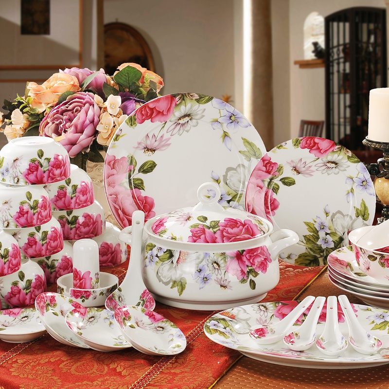 Jingdezhen porcelain bowls ipads plate dishes 28/56 skull porcelain tableware Korean household ceramics gift set