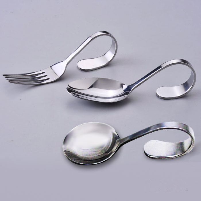 Thickened Hot Pot Stainless Steel Bent Handle Spoon Fork Vertical Parquet Rear Bent Hook Spoon Swing Disc Bent meatballs Shrimp Slide Spoon