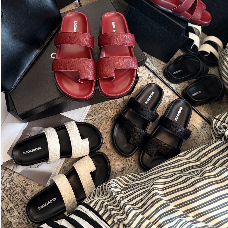 Miss Bao 2026 Women's Summer Outdoor Sandals, Stylish and Non-Slip, Versatile, Trendy Red Fashion Simple Slippers