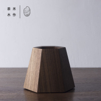 Solid wood pen holder hexagonal simple Japanese creative stationery black walnut office supplies desktop storage tea set storage