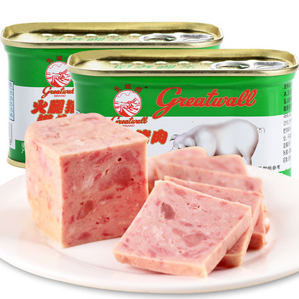 长城牌小白猪午餐肉罐头198g*5罐 即食火腿猪肉罐头速食批发包邮-tmall.com天猫