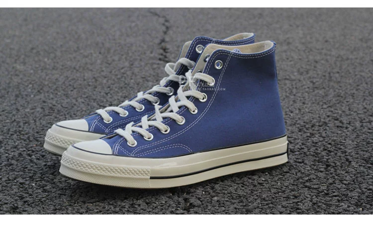 Converse Converse 1970s Samsung tiêu chuẩn màu xanh hải quân nam và nữ giày trượt patin cao 162055C - Plimsolls