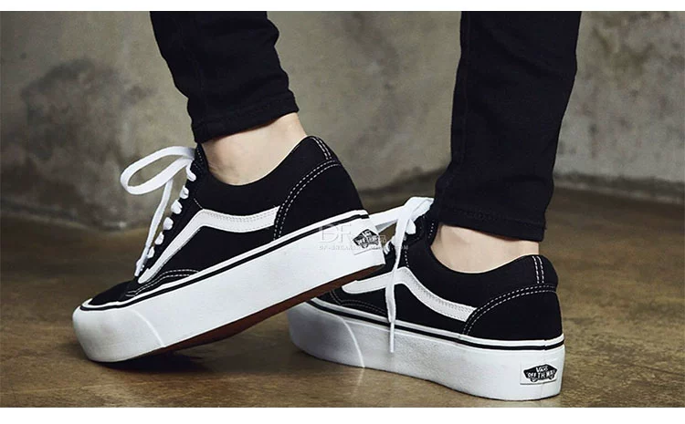 Vans Vans PLATFORM tăng muffin dày đáy giày nam và nữ màu đen và giày vải thông thường VN0A3B3UY28 - Plimsolls