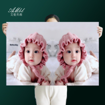 bb painting poster Big eyes baby poster Beautiful girl child newborn cute doll twin dragon and phoenix doll