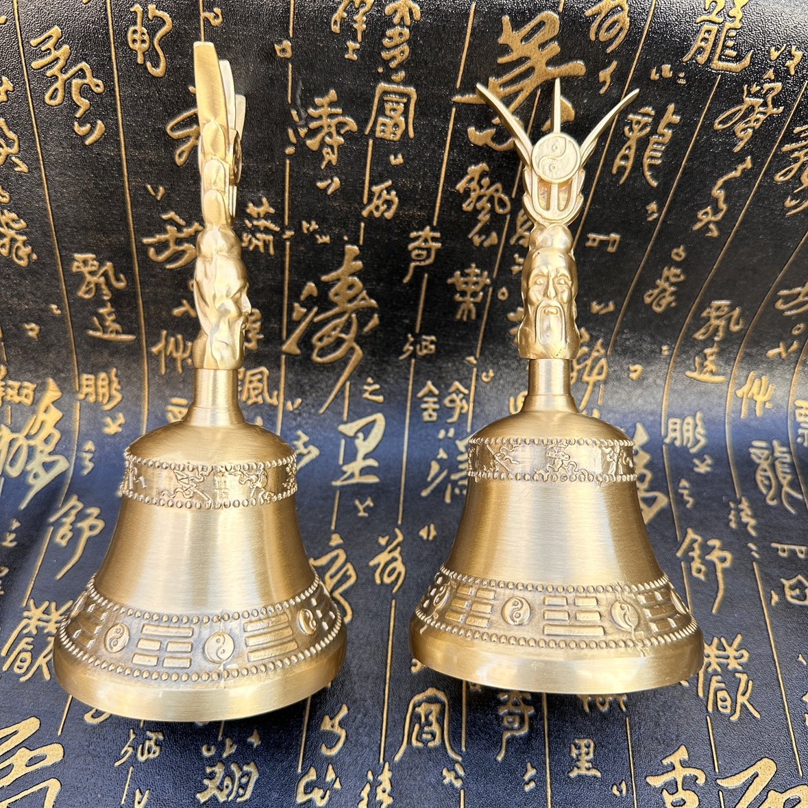 法器太上三清铃铛八卦暗八仙铃铛黄铜三清铃带太极八卦三叉铃铜铃