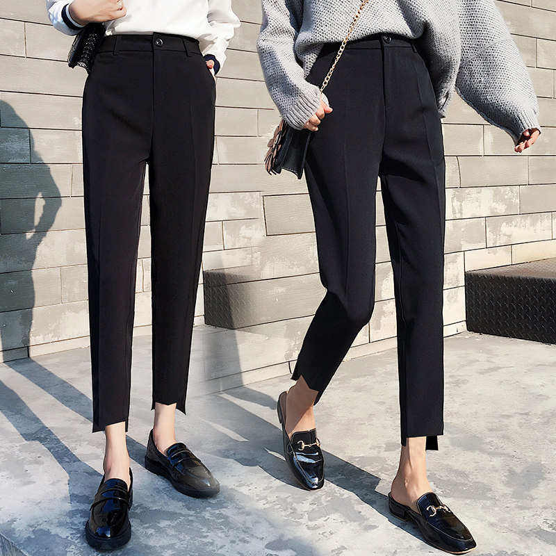 Western Dress Pants Woman Summer Thin 90% Pants Black Western Dress Pants Pituitary Pants High Waist Display Slim Fit 100 Lap Straight Tube Smoke Pants