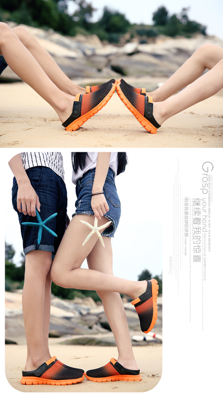 Giày lỗ mùa hè không trơn nam dép đi biển dép sandal nam và dép phiên bản Hàn Quốc của xu hướng giày sân vườn giày sandal nam