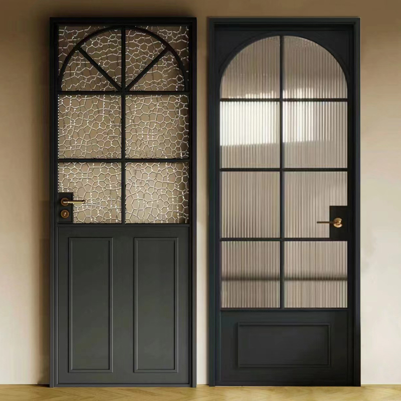 French Retro Door Glass Door Toilet Bathroom Toilet Flat Door Wrought Iron Door Kitchen Door Changhong Glass Door