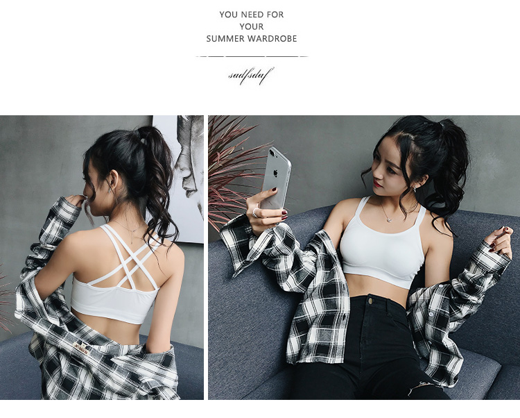Vẻ đẹp lưng ống nhỏ yếm áo vest chéo quấn áo ngực chống ánh sáng chạm đáy quần lót nữ sinh nữ sinh trung học áo bra tập gym